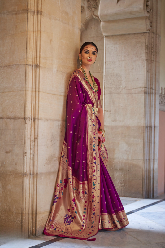Graceful Floral Woven Zari Paithani Saree for Festive Wear