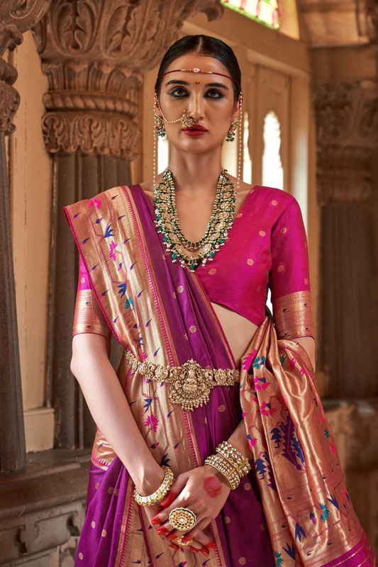 Graceful Floral Woven Zari Paithani Saree for Festive Wear