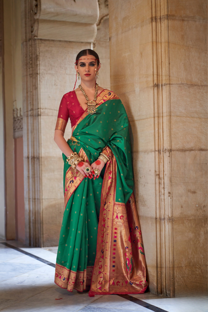 Graceful Floral Woven Zari Paithani Saree for Festive Wear