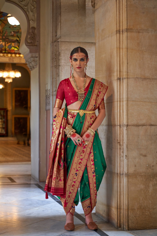 Graceful Floral Woven Zari Paithani Saree for Festive Wear
