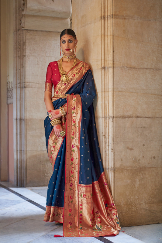 Graceful Floral Woven Zari Paithani Saree for Festive Wear