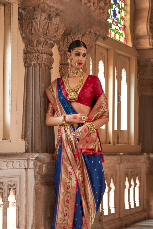 Graceful Floral Woven Zari Paithani Saree for Festive Wear