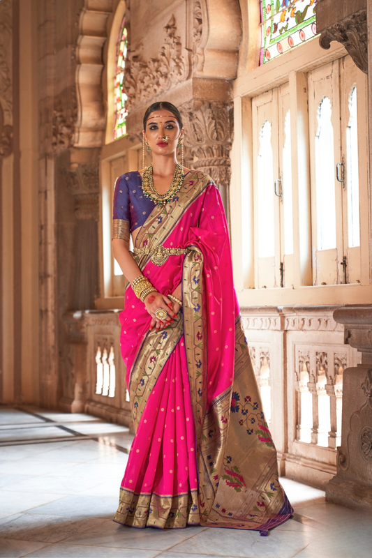 Graceful Floral Woven Zari Paithani Saree for Festive Wear