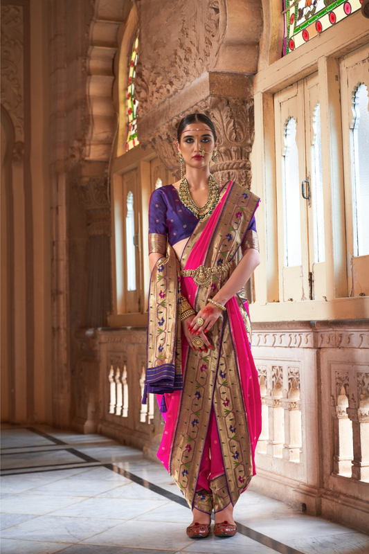 Graceful Floral Woven Zari Paithani Saree for Festive Wear