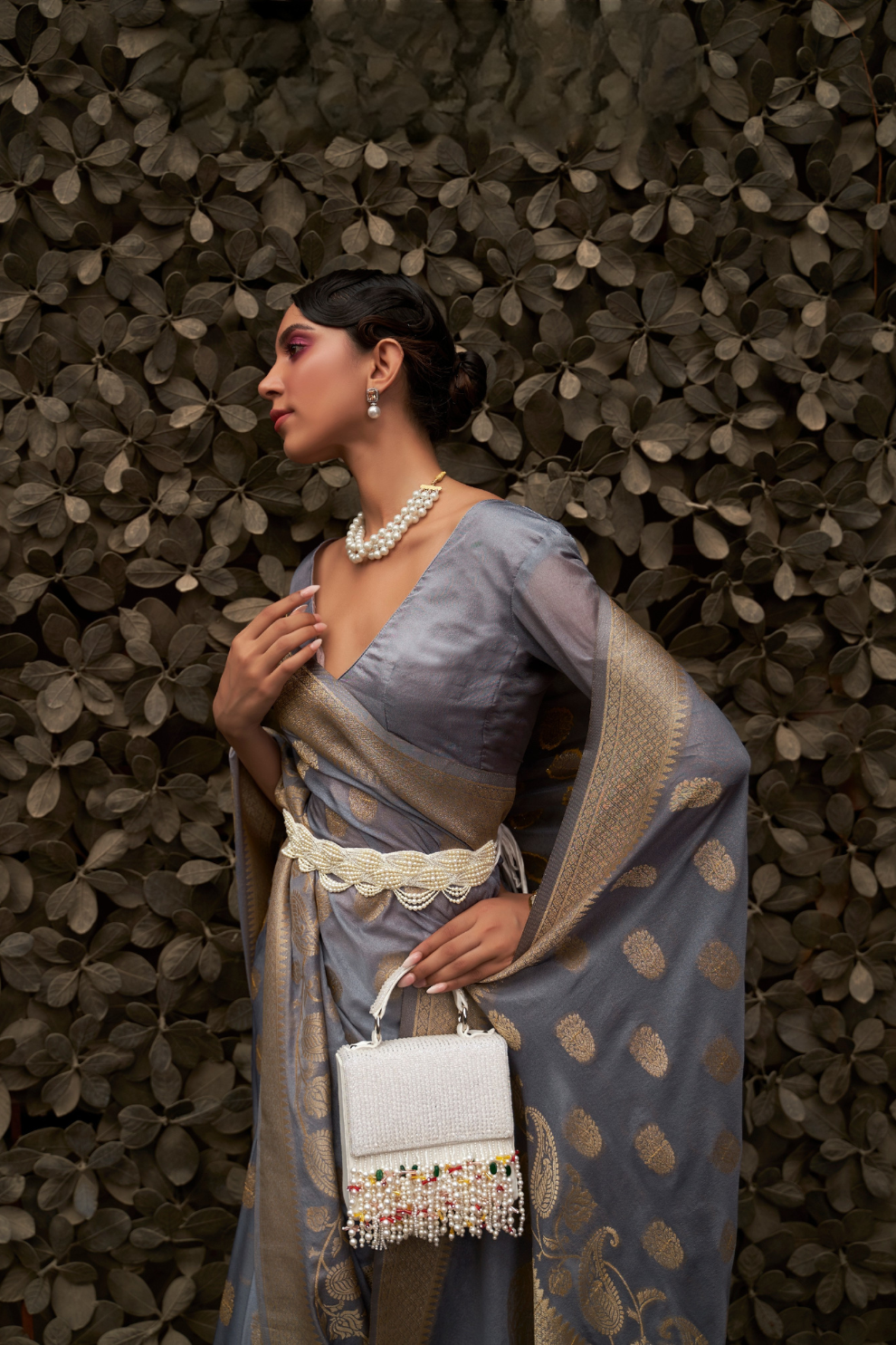 Designer Two-Tone Weaving Saree in Nylon Chinon