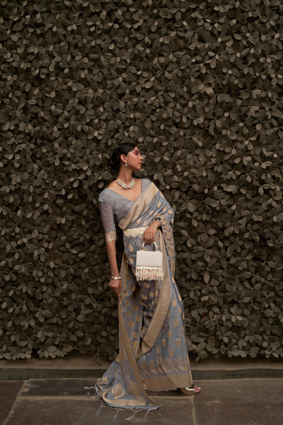 Designer Two-Tone Weaving Saree in Nylon Chinon