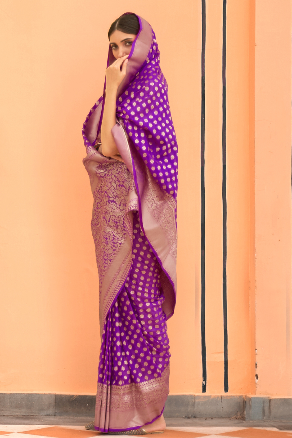 Handloom Crafted Saree in Nylon Silk Georgette for Festive Wear