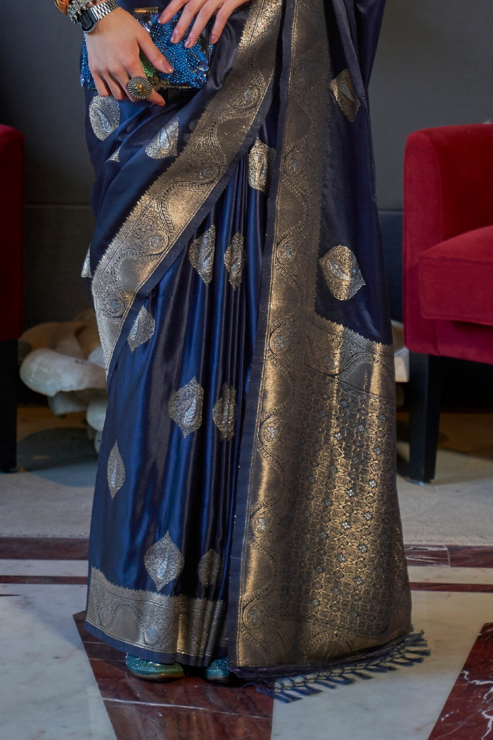 Nylon Pure Satin Handloom Weaving Saree with Subtle Elegance