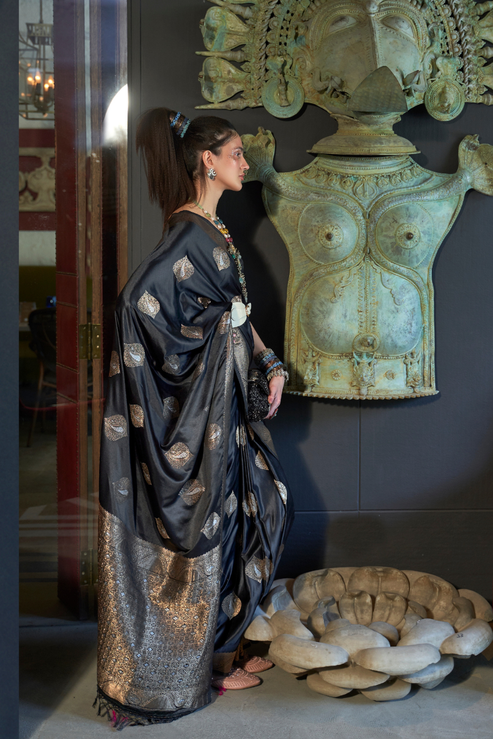 Nylon Pure Satin Handloom Weaving Saree with Subtle Elegance