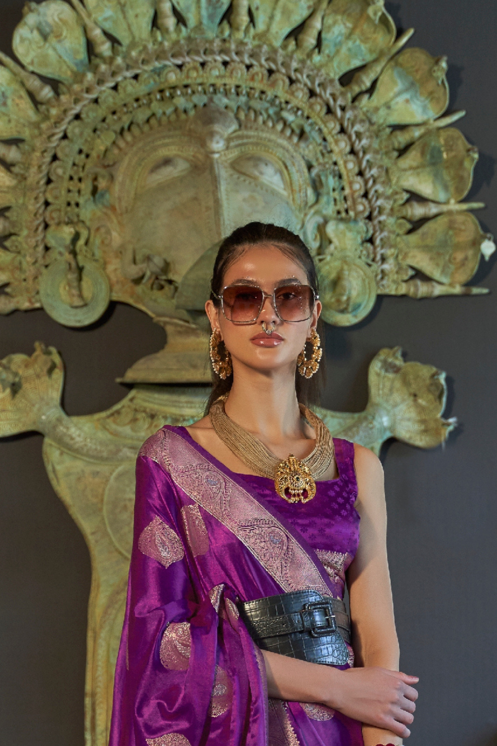 Nylon Pure Satin Handloom Weaving Saree with Subtle Elegance
