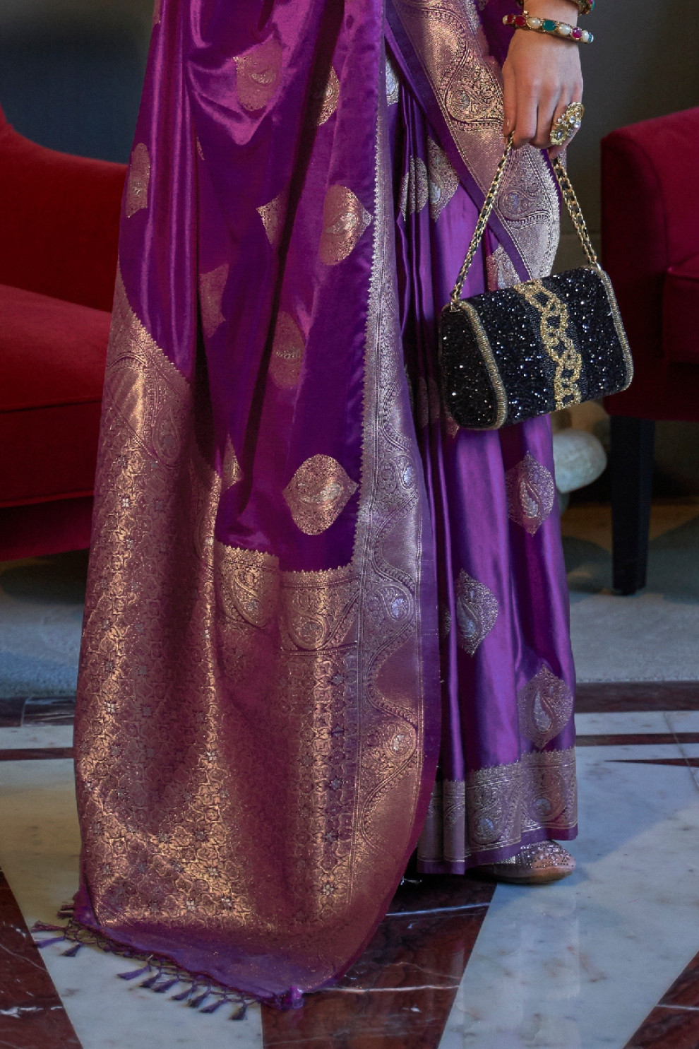 Nylon Pure Satin Handloom Weaving Saree with Subtle Elegance