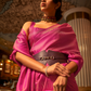 Nylon Satin Saree with Copper Zari Weaving Elegance