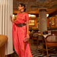 Nylon Satin Saree with Copper Zari Weaving Elegance