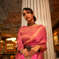 Nylon Satin Saree with Copper Zari Weaving Elegance