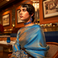 Nylon Satin Saree with Copper Zari Weaving Elegance