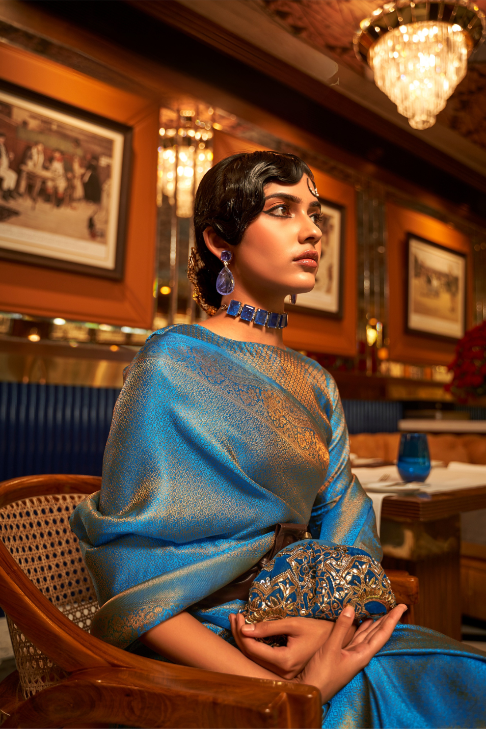Nylon Satin Saree with Copper Zari Weaving Elegance