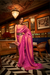 Nylon Satin Saree with Copper Zari Weaving Elegance
