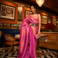 Nylon Satin Saree with Copper Zari Weaving Elegance