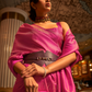 Nylon Satin Saree with Copper Zari Weaving Elegance
