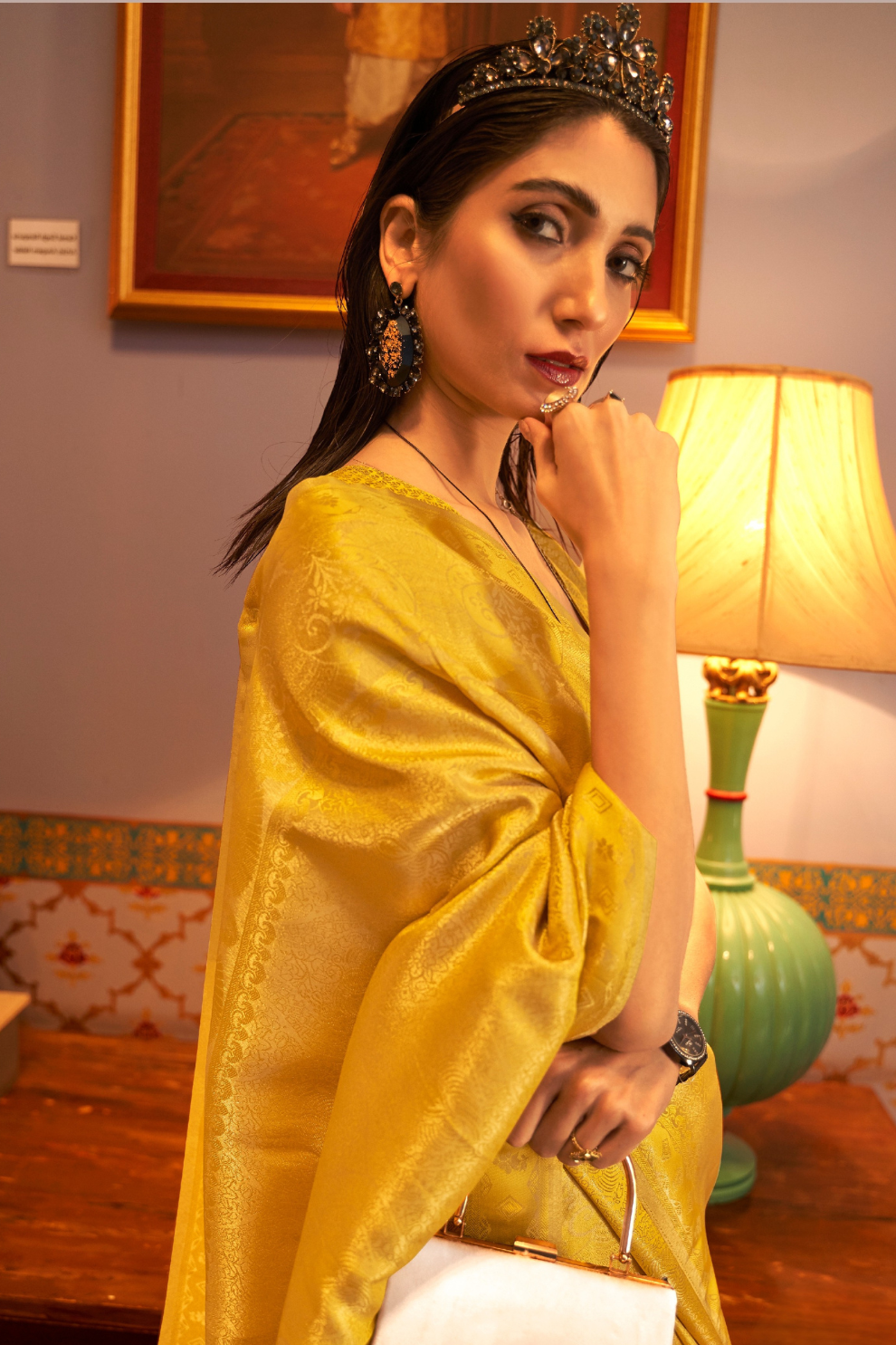 Elegant Kanjivaram Satin Silk Saree with Zari Shine Weaving
