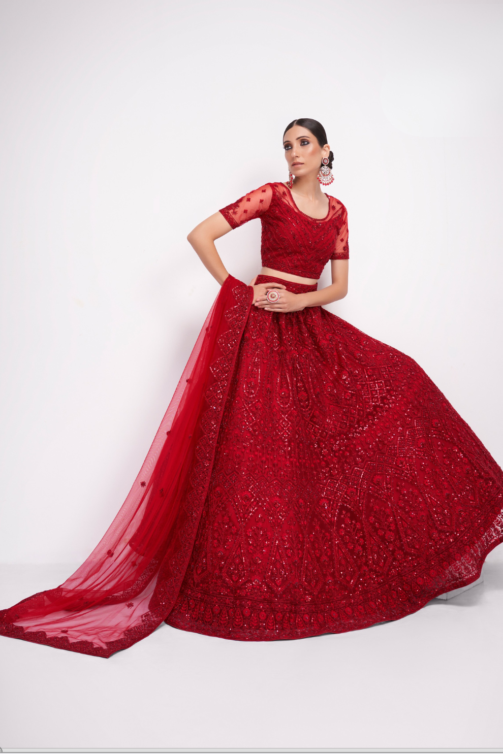 Graceful  Net Fabric Lehenga Choli With Rich Cording