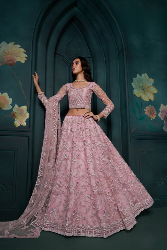 LAVANTE_FASHION_Net_Lehenga_with_Embroidery_Sequins_Cording_Work_1 - LaVante Fashion