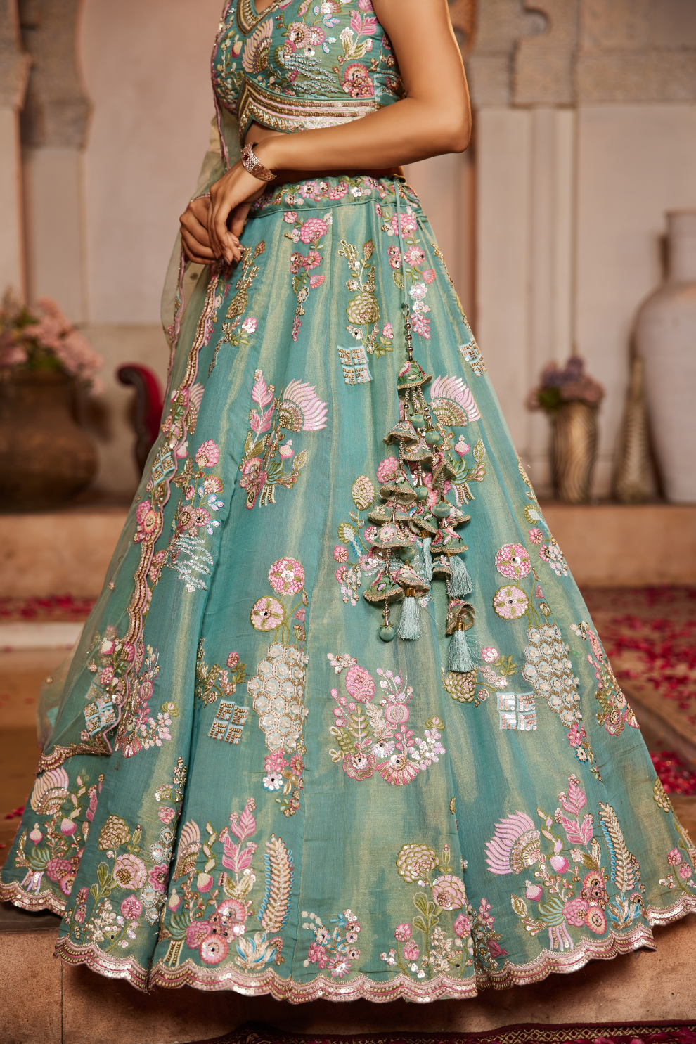 Graceful Net Lehenga Choli Set with Sequined Dupatta