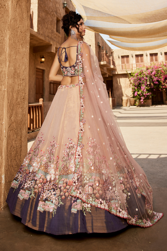 Stylish Net Lehenga Choli & Dupatta Highlighted with Sequins Embroidery