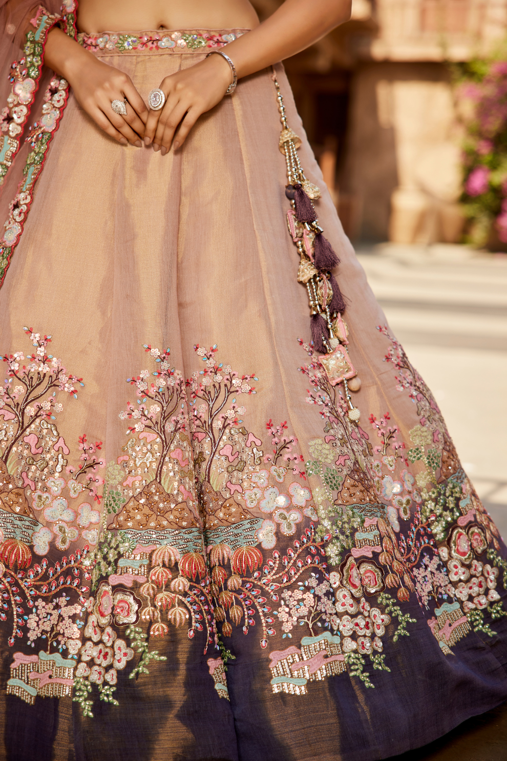 Stylish Net Lehenga Choli & Dupatta Highlighted with Sequins Embroidery