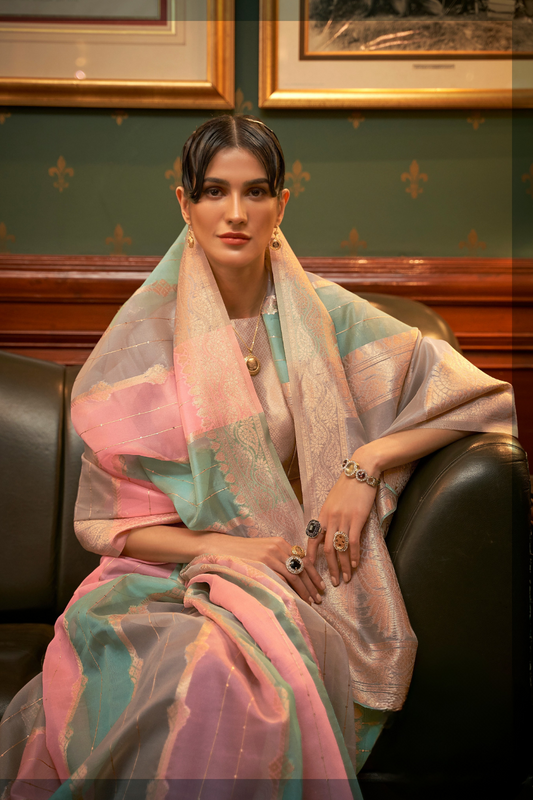 Elegant Organza Woven Saree with Subtle Traditional Charm