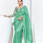Elegant Tissue Saree with Sequins and Thread Embroidery Work