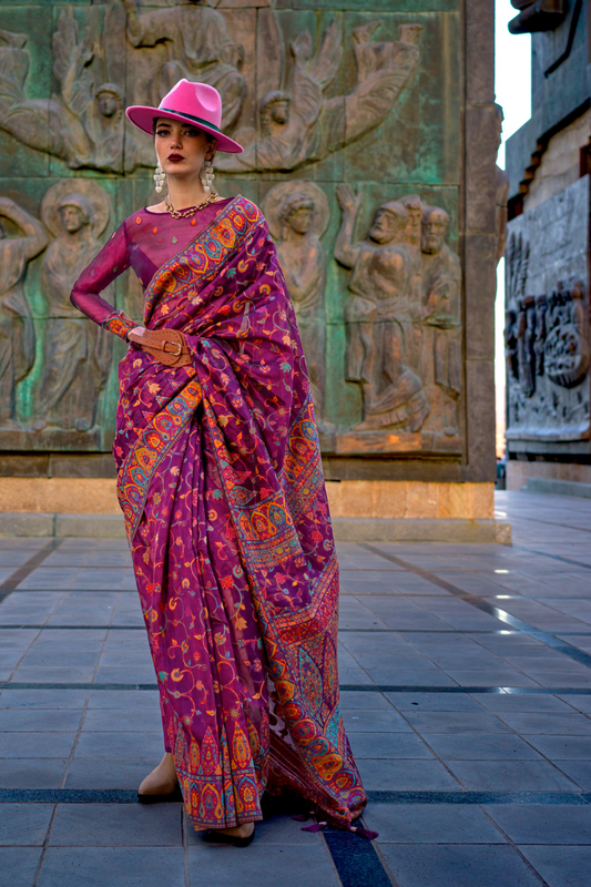Kashneer Silk Organza Saree with Fine Handloom Weaving
