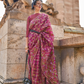 Organza Parsi Handloom Weaving Silk Saree with Delicate Heritage Detailing