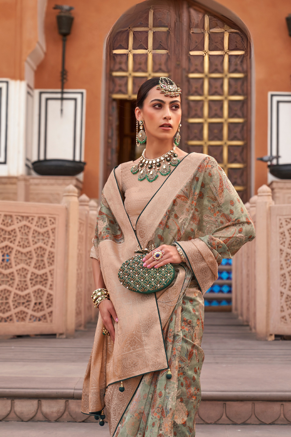 Organza Silk Saree with Jacquard Butti and Digital Print
