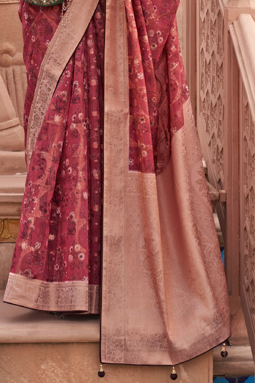Organza Silk Saree with Jacquard Butti and Digital Print