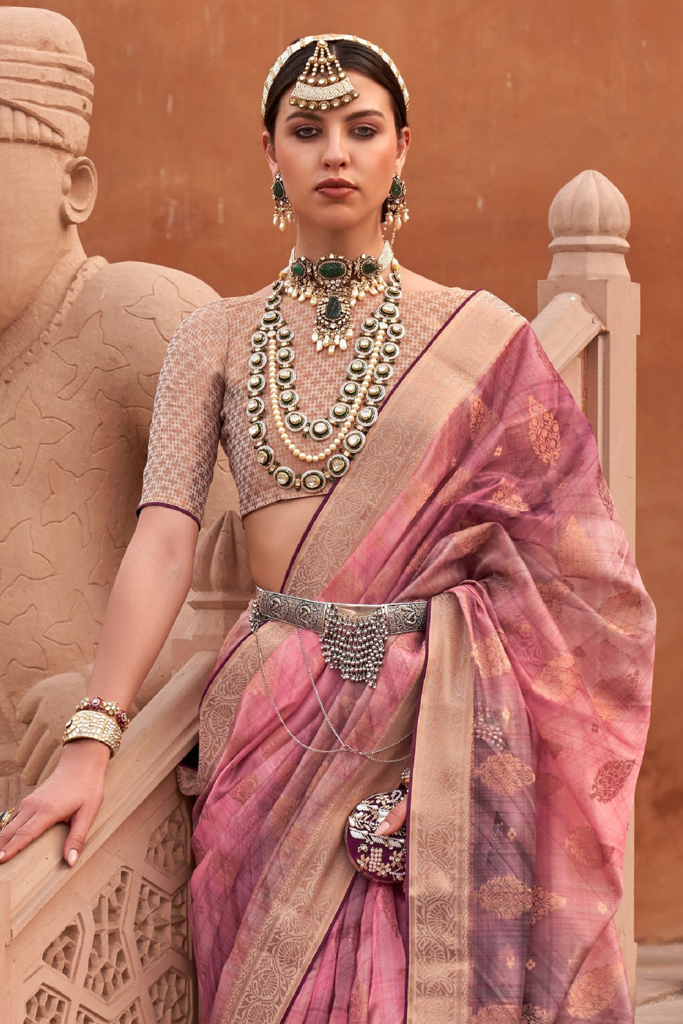 Organza Silk Saree with Jacquard Butti and Digital Print