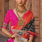 Banarasi Georgette Satin Saree with Artistic Print Detailing