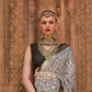 Banarasi Georgette Satin Saree with Artistic Print Detailing