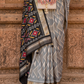 Banarasi Georgette Satin Saree with Artistic Print Detailing