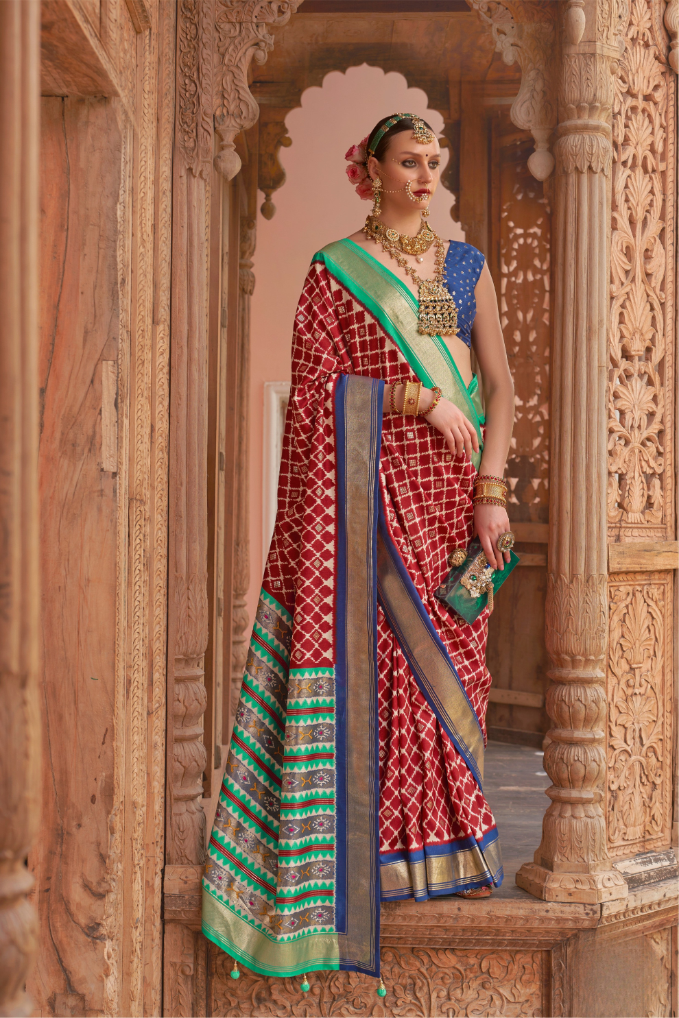 Banarasi Georgette Satin Saree with Artistic Print Detailing