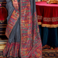 Elegant Printed Jamewar Saree – Blended Silk