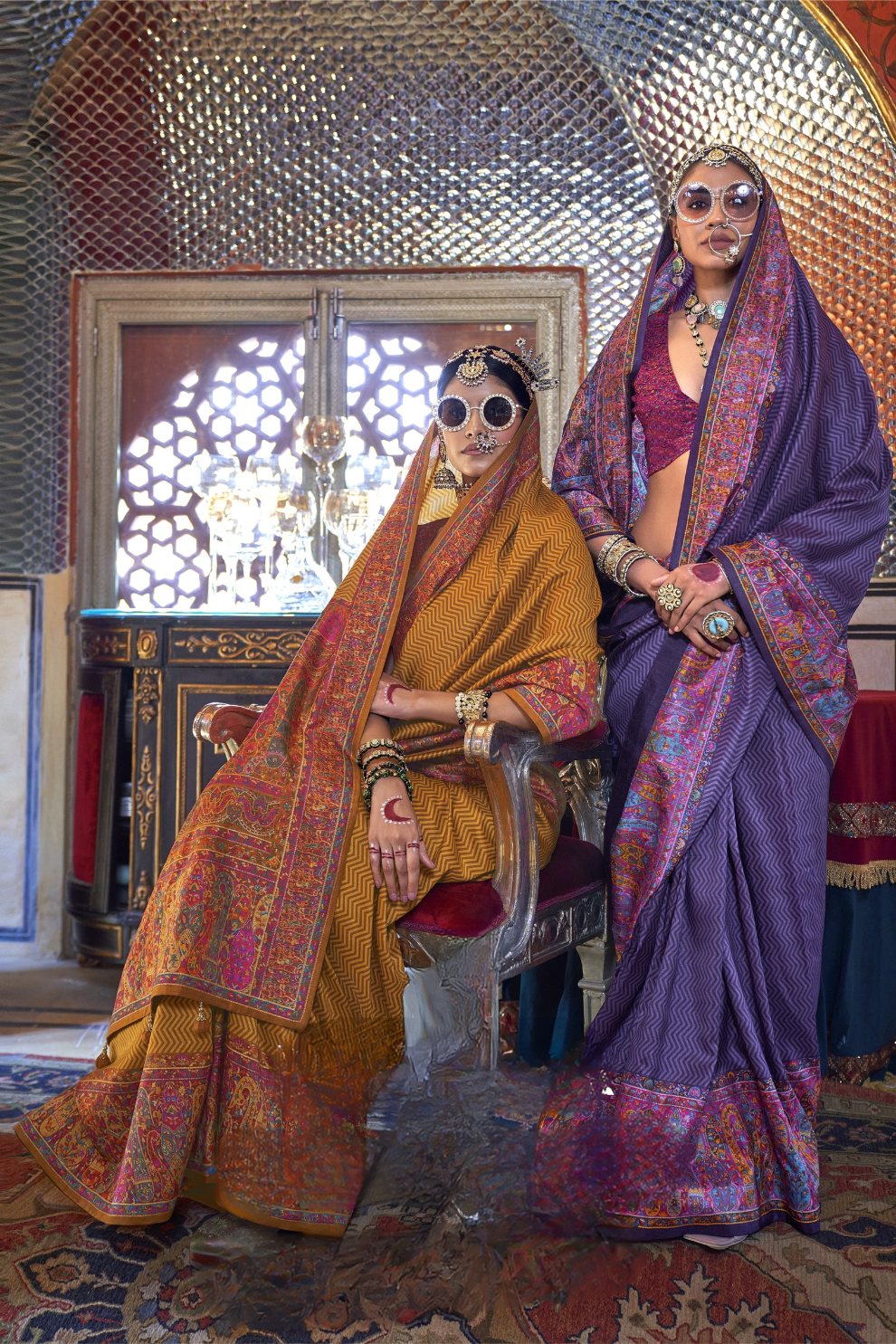 Elegant Printed Jamewar Saree – Blended Silk