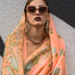 Parsi Weaving Handwoven Textured Silk Saree with Heritage Detailing