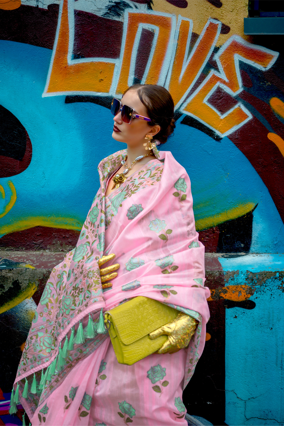 Parsi Weaving Handwoven Textured Silk Saree with Heritage Detailing