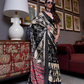 Patola Printed Satin Crepe Saree with Rich Ethnic Detailing