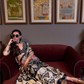 Patola Printed Satin Crepe Saree with Rich Ethnic Detailing