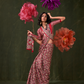 Printed Ajrakh Satin Crepe Saree with Ethnic Artistic Patterns