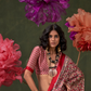 Printed Ajrakh Satin Crepe Saree with Ethnic Artistic Patterns