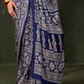 Printed Ajrakh Satin Crepe Saree with Ethnic Artistic Patterns