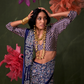 Printed Ajrakh Satin Crepe Saree with Ethnic Artistic Patterns